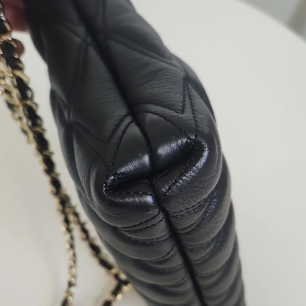 Valentino Black Quilted Leather Shoulder Bag With Removable Chain Straps 10x 7 - Picture 13 of 16